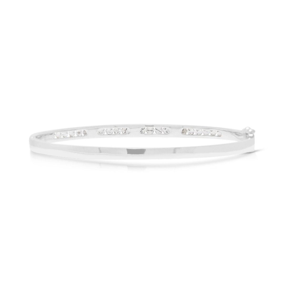Sleek 0.90ct Diamonds Channel-Set Bangle in 18K White Gold