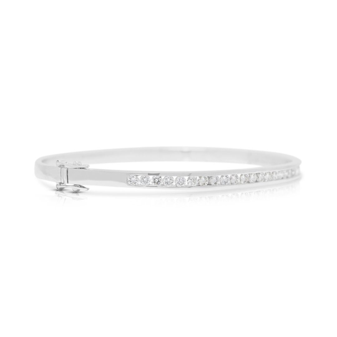 Sleek 0.90ct Diamonds Channel-Set Bangle in 18K White Gold