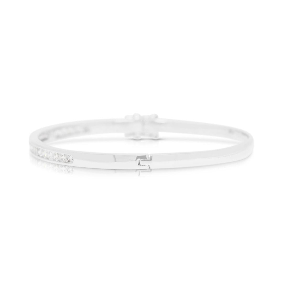 Sleek 0.90ct Diamonds Channel-Set Bangle in 18K White Gold