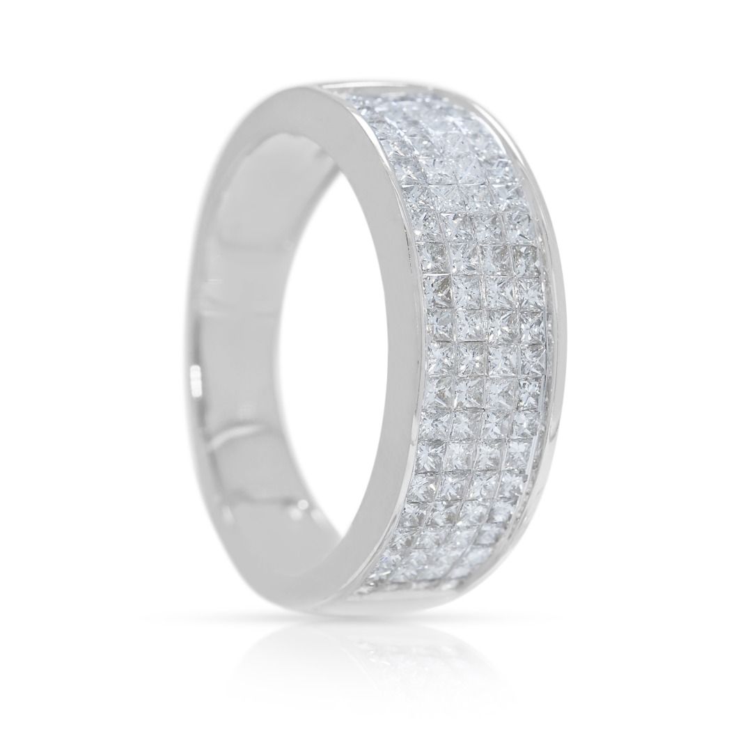 Sleek 0.95ct Princess-Cut Diamond Band in 18K White Gold