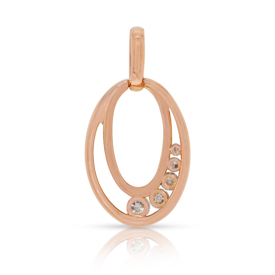 Sophisticated 0.28ct Natural Diamond 18k Rose Gold Designer Pendant by Poh Heng