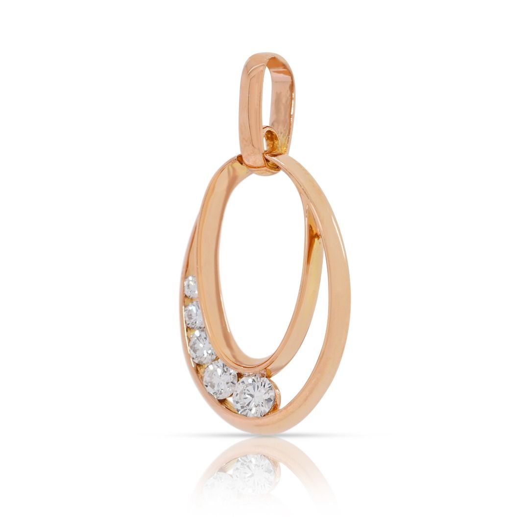 Sophisticated 0.28ct Natural Diamond 18k Rose Gold Designer Pendant by Poh Heng