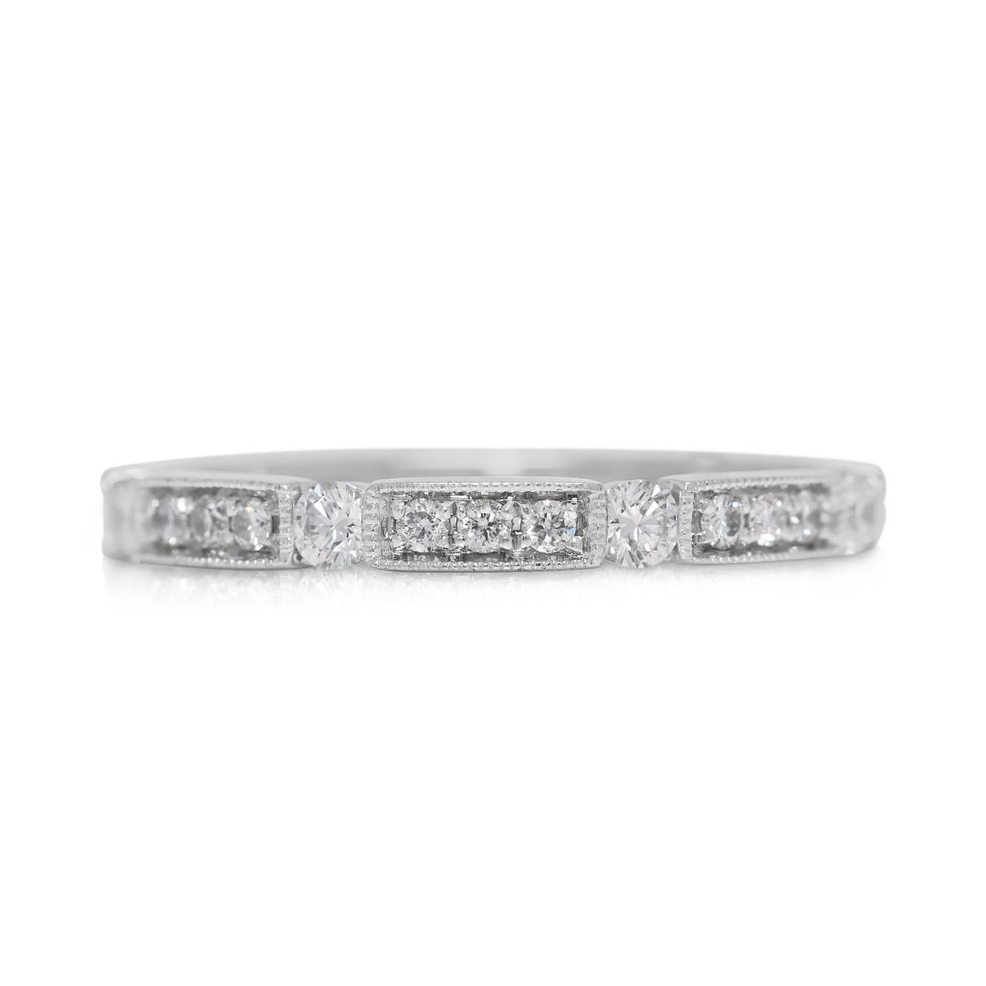 Sophisticated 0.3ct Half Eternity Natural Diamond Ring in 18K White Gold