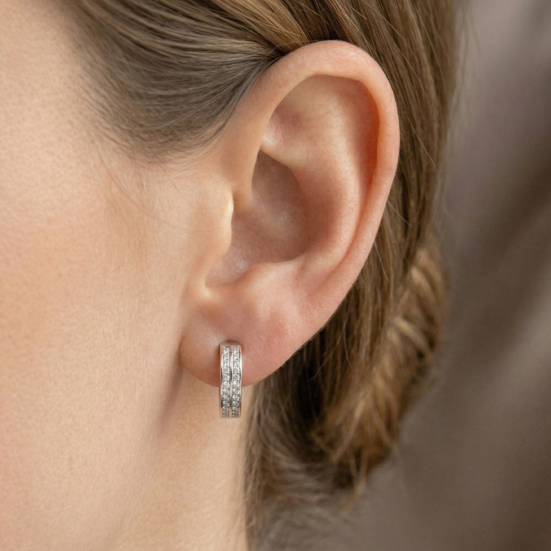 Sophisticated 0.48ct Princess-Cut Diamond Hoops in 18K White Gold