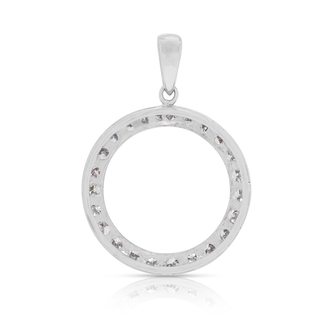Sophisticated 0.72ct Natural Diamond 18k White Gold Circular Pendant