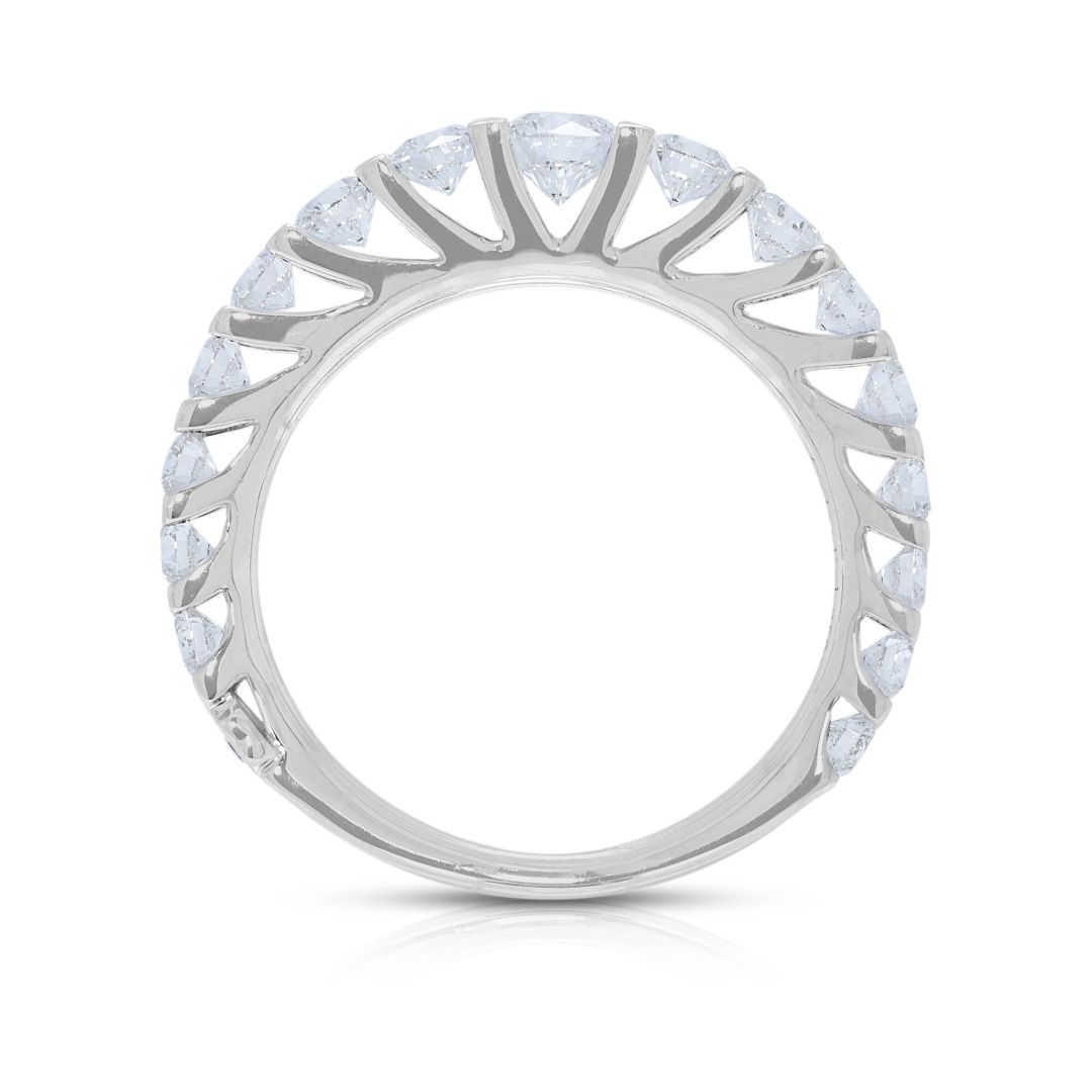 Sophisticated 1.00ct Natural Diamond Half-Eternity 18k White Gold Ring