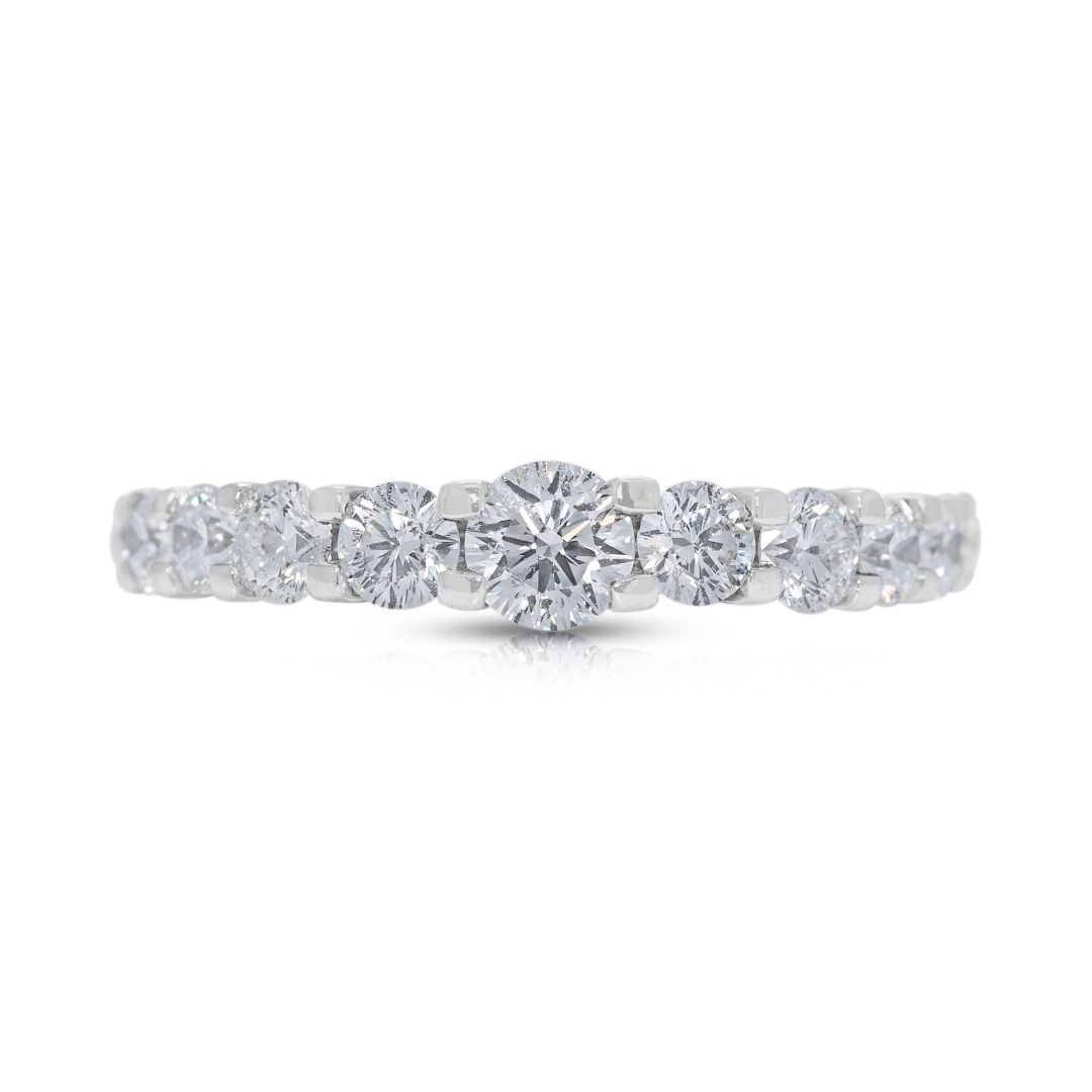 Sophisticated 1.00ct Natural Diamond Half-Eternity 18k White Gold Ring