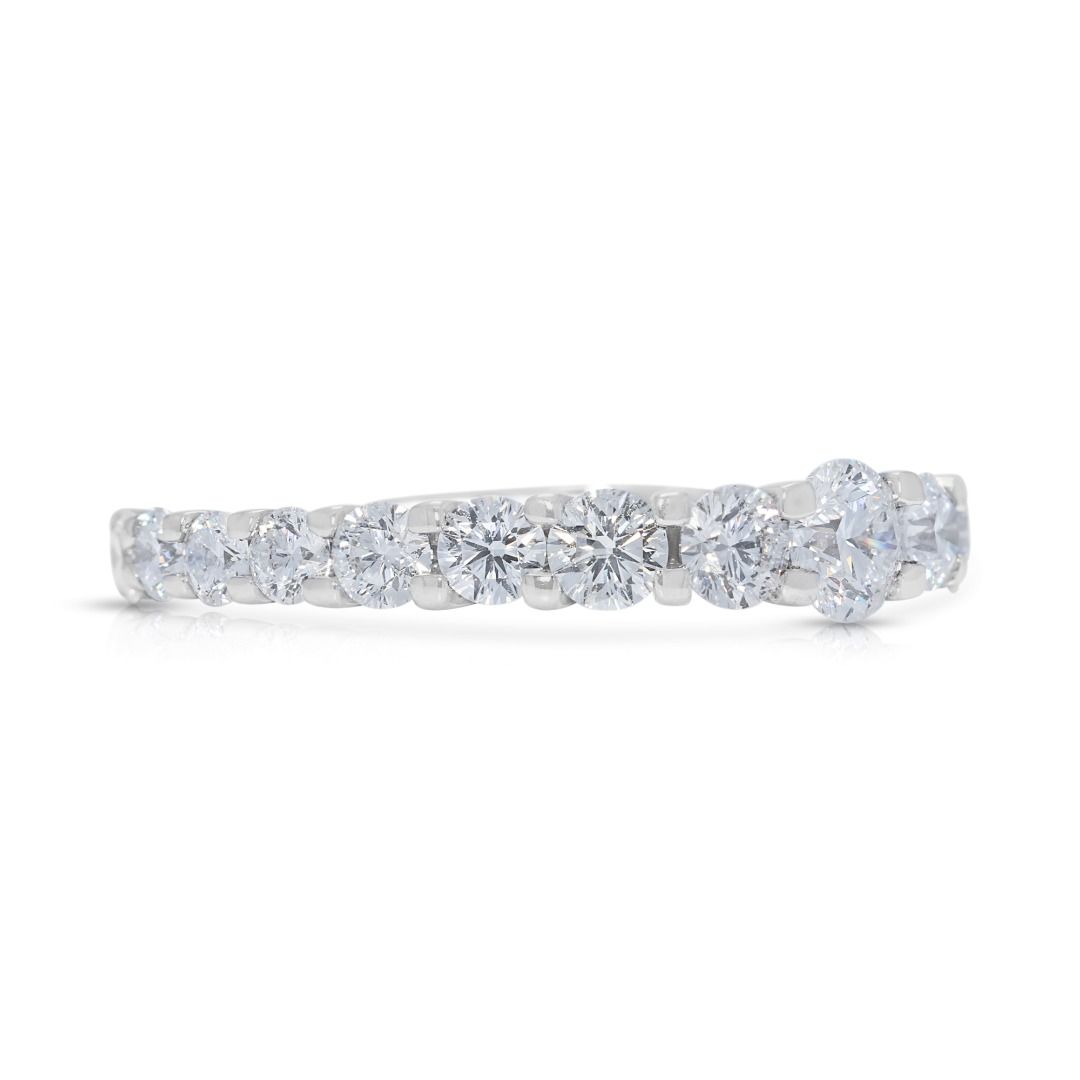 Sophisticated 1.00ct Natural Diamond Half-Eternity 18k White Gold Ring