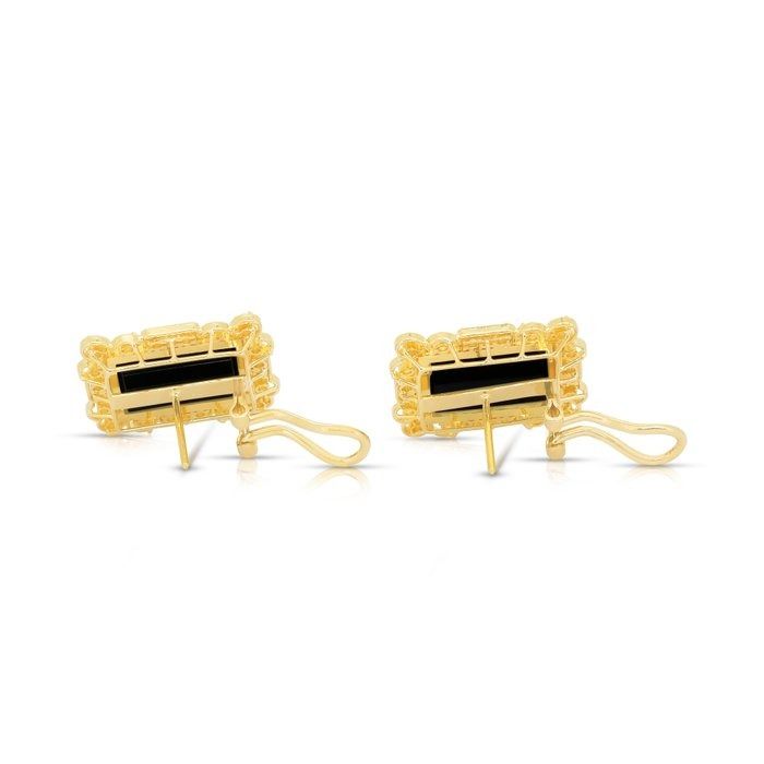 Sophisticated 17.36ct Onyx and Diamonds Stud Earrings in 18k Yellow Gold - IGI Certified
