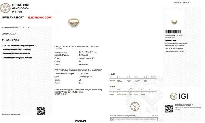 Sophisticated 1.96ct Diamonds Pave Ring in 18k Yellow Gold - IGI Certified