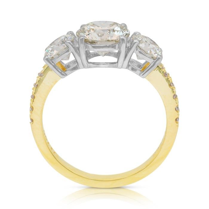 Sophisticated 2.77ct Diamonds 3-Stone Ring in 18k Yellow & White Gold - IGI Certified
