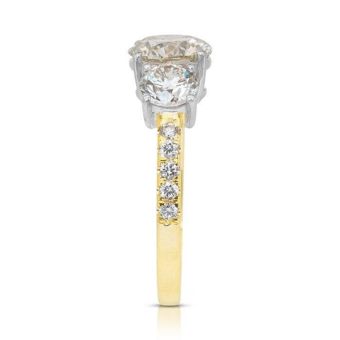 Sophisticated 2.77ct Diamonds 3-Stone Ring in 18k Yellow & White Gold - IGI Certified