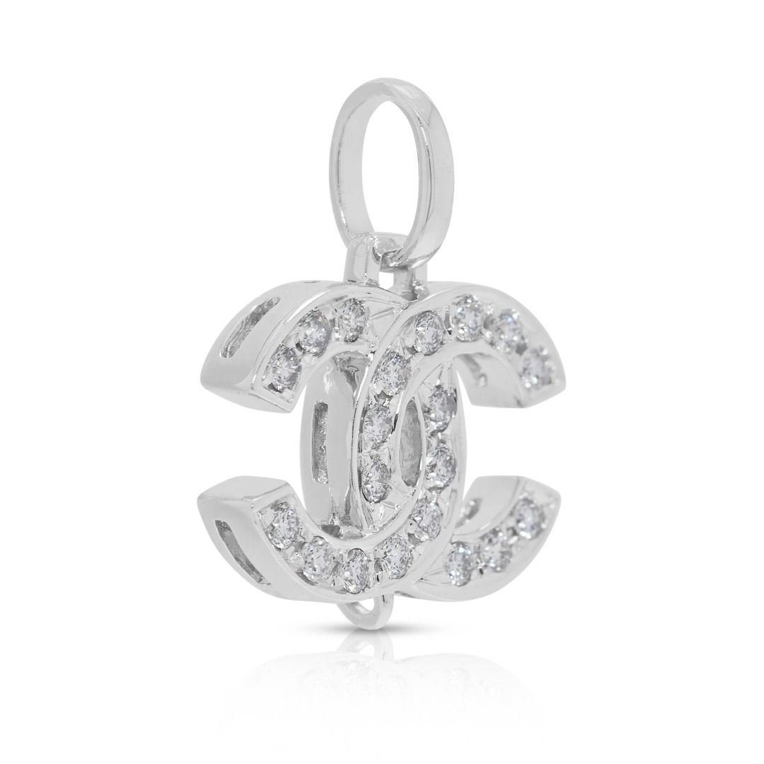 Sparkling 0.21ct Natural Diamond 18K White Gold Pendant