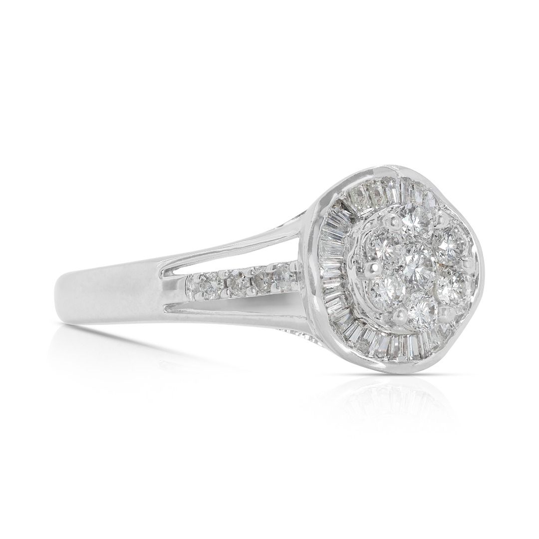 Sparkling 0.32 carat Natural Diamond Ring in 9K White Gold