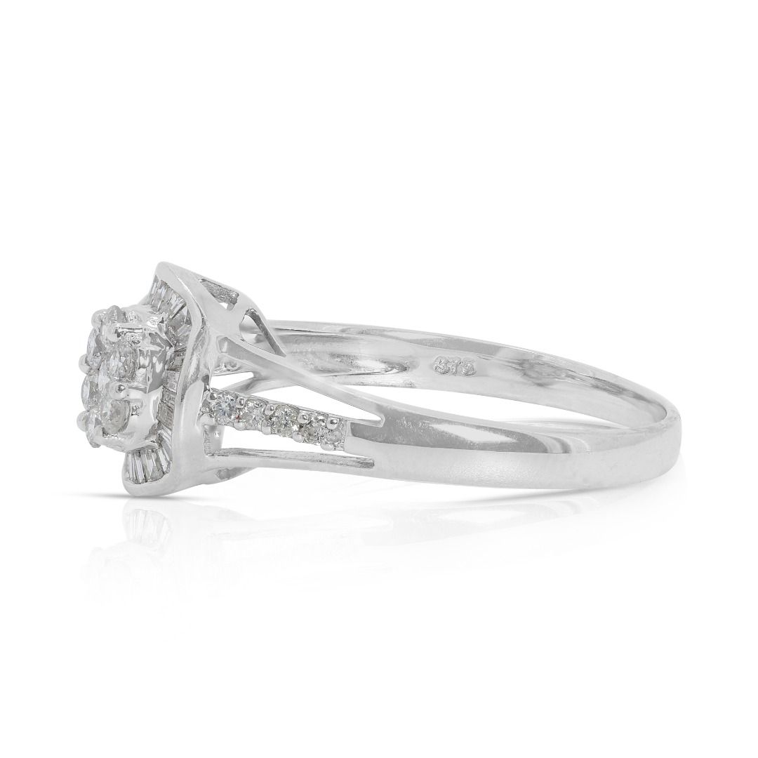 Sparkling 0.32 carat Natural Diamond Ring in 9K White Gold