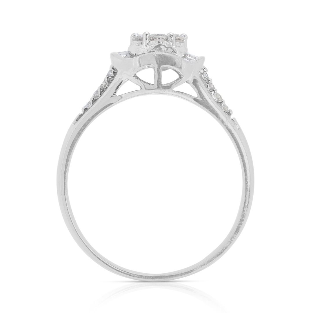 Sparkling 0.32 carat Natural Diamond Ring in 9K White Gold