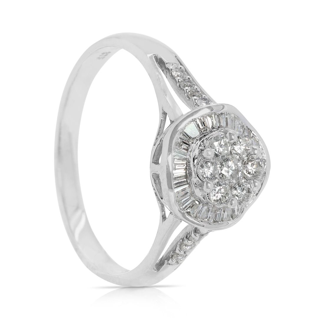 Sparkling 0.32 carat Natural Diamond Ring in 9K White Gold