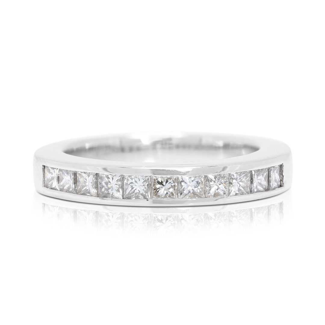 Sparkling 0.35ct Princess Cut Half Eternity Diamond Ring in Platinum