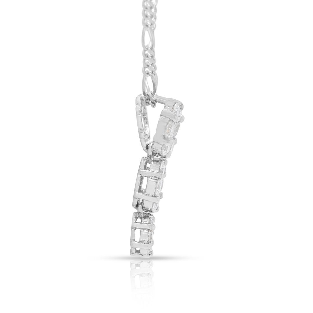 Sparkling 0.36ct Round Diamonds Cluster Necklace in 18K White Gold (New)