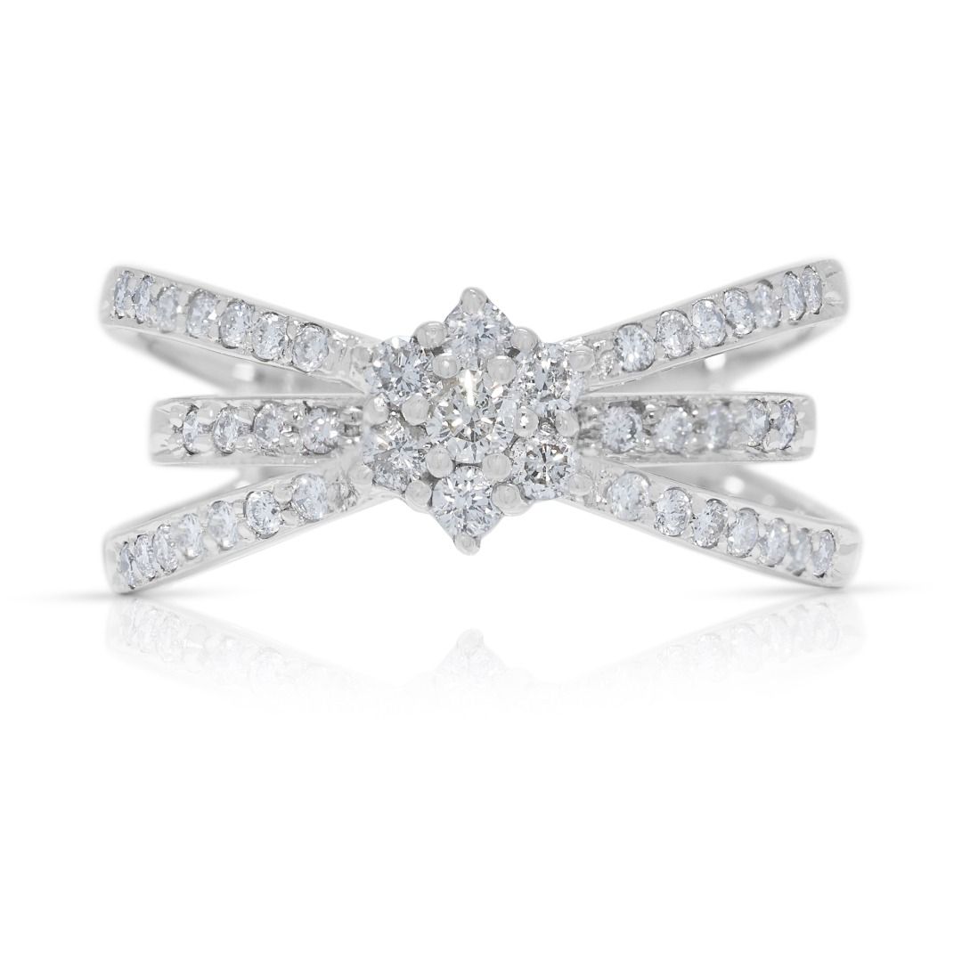 Sparkling 0.57ct Cluster Diamond Ring in 18K White Gold