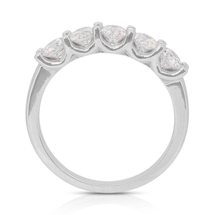 Sparkling 1.01ct Triple Excellent Ideal Cut Diamonds 5-Stone Ring in 18k White Gold - GIA Certified