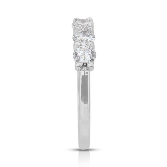 Sparkling 1.01ct Triple Excellent Ideal Cut Diamonds 5-Stone Ring in 18k White Gold - GIA Certified