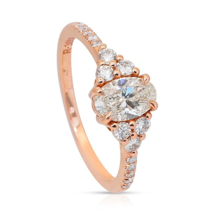 Sparkling 1.08ct Diamonds Pave Ring in 18k Rose Gold - IGI Certified