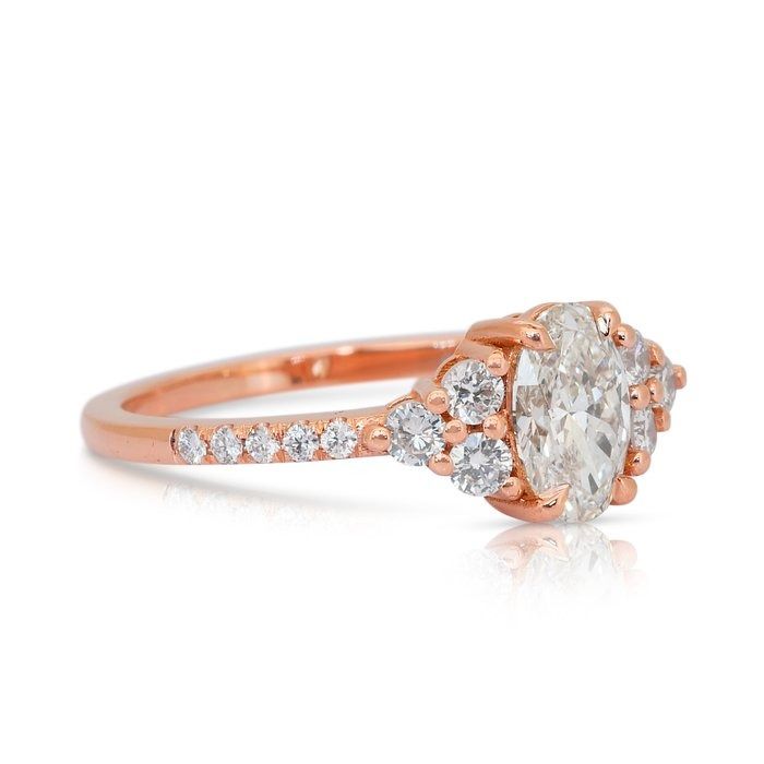 Sparkling 1.08ct Diamonds Pave Ring in 18k Rose Gold - IGI Certified