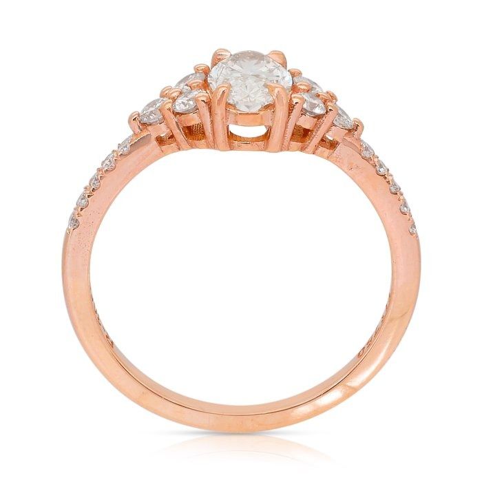 Sparkling 1.08ct Diamonds Pave Ring in 18k Rose Gold - IGI Certified
