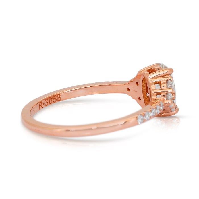 Sparkling 1.08ct Diamonds Pave Ring in 18k Rose Gold - IGI Certified