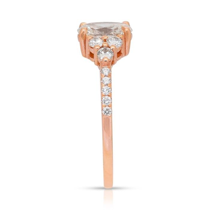 Sparkling 1.08ct Diamonds Pave Ring in 18k Rose Gold - IGI Certified