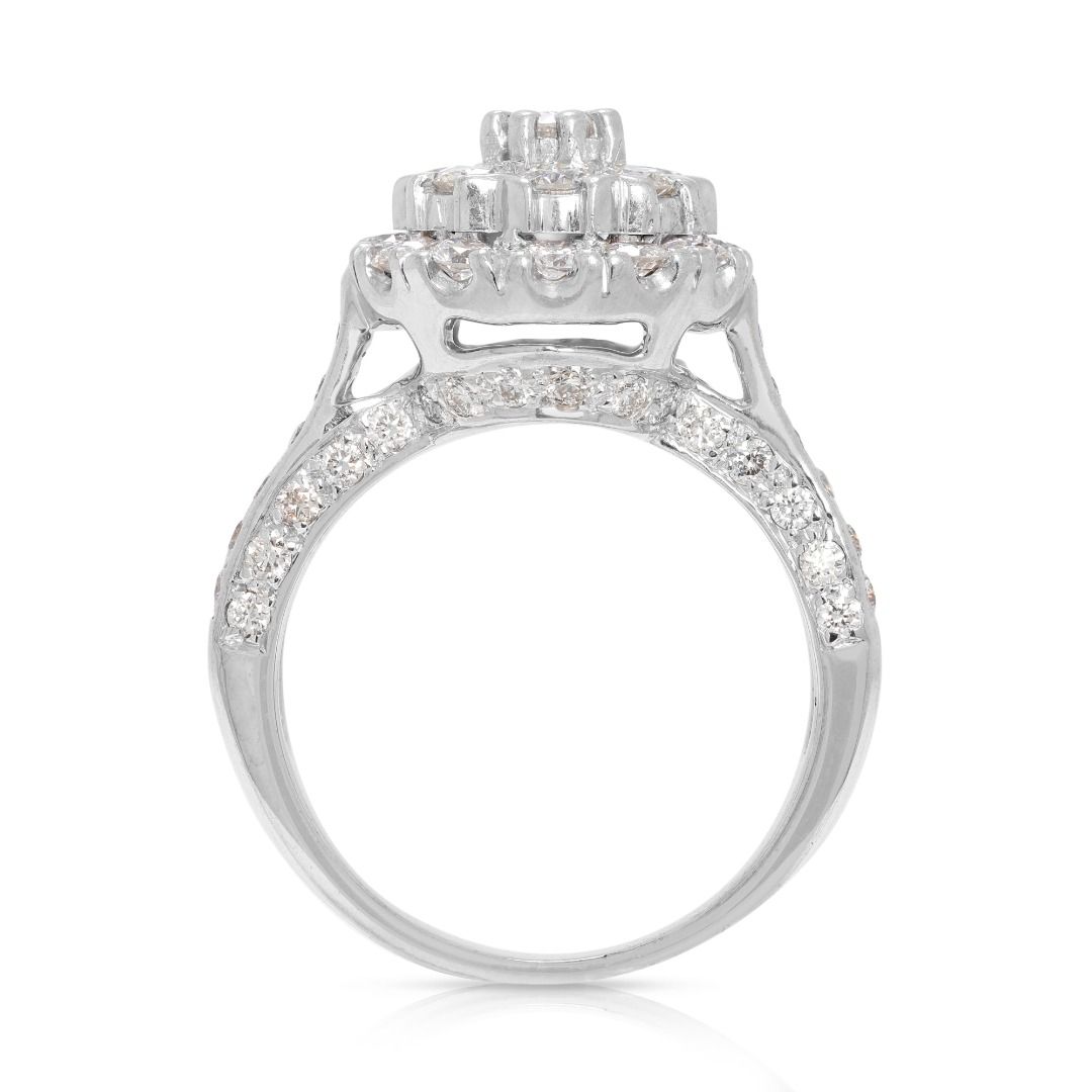 Sparkling 1.12ct Round Brilliant Natural Diamond Ring in 14K White Gold