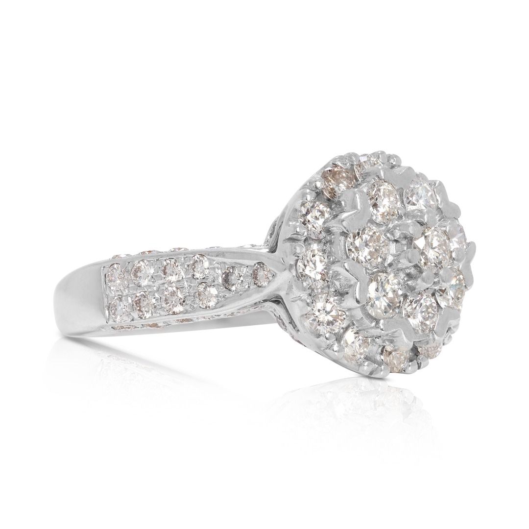 Sparkling 1.12ct Round Brilliant Natural Diamond Ring in 14K White Gold