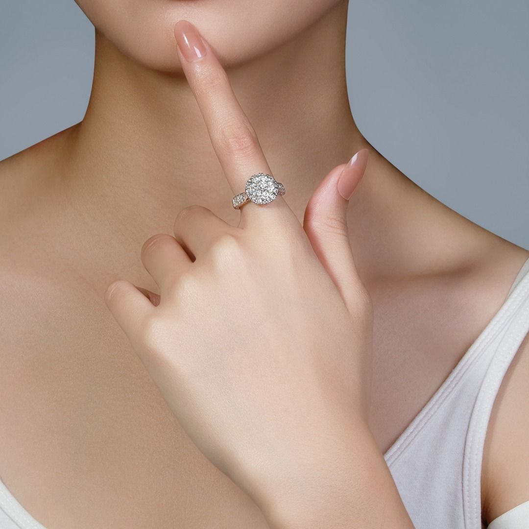 Sparkling 1.12ct Round Brilliant Natural Diamond Ring in 14K White Gold