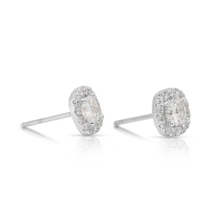Sparkling 1.42ct Diamonds Stud Earrings in 18k White Gold - IGI Certified