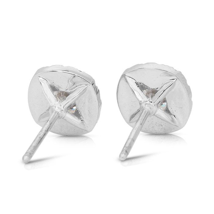 Sparkling 1.42ct Diamonds Stud Earrings in 18k White Gold - IGI Certified