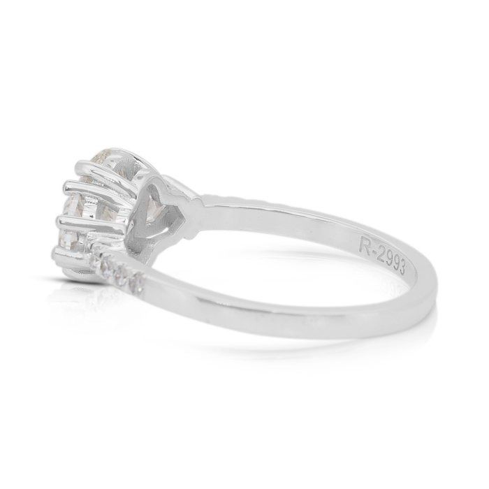 Sparkling 1.49ct Diamonds 3-Stone Ring in 18k White Gold - IGI Certified