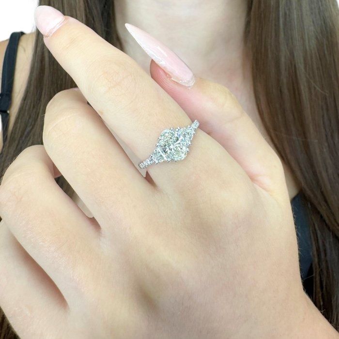 Sparkling 1.49ct Diamonds 3-Stone Ring in 18k White Gold - IGI Certified