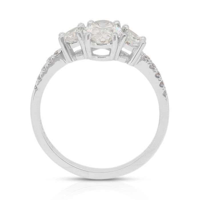 Sparkling 1.49ct Diamonds 3-Stone Ring in 18k White Gold - IGI Certified