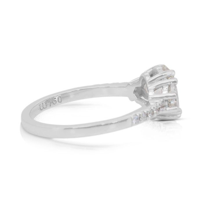 Sparkling 1.49ct Diamonds 3-Stone Ring in 18k White Gold - IGI Certified