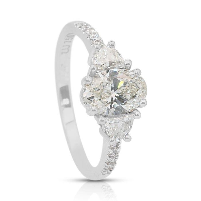 Sparkling 1.49ct Diamonds 3-Stone Ring in 18k White Gold - IGI Certified