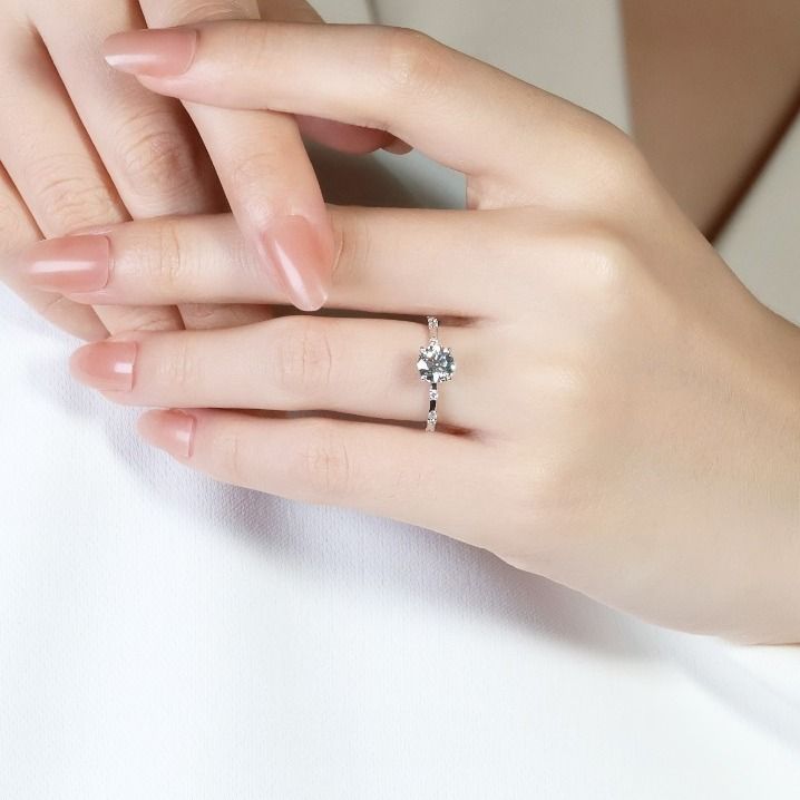 Sparkling 1.15ct Decagon-Cut Natural Diamond Ring in 18K White Gold by JANNPAUL (Full Set) - AGS Certified