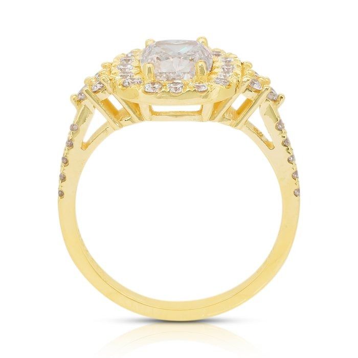 Sparkling 2.12ct Diamonds Halo Ring in 18k Yellow Gold - GIA Certified