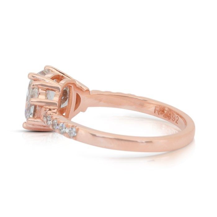 Sparkling 2.16ct Diamonds 3-Stone Ring in 18k Rose Gold - IGI Certified