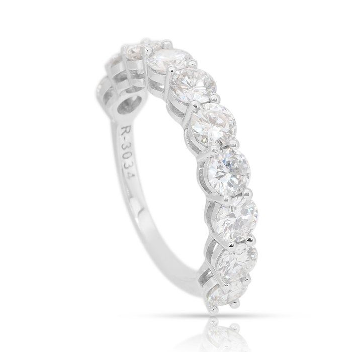Sparkling 2.55ct Diamonds Half-Eternity Ring in 18k White Gold - IGI Certified