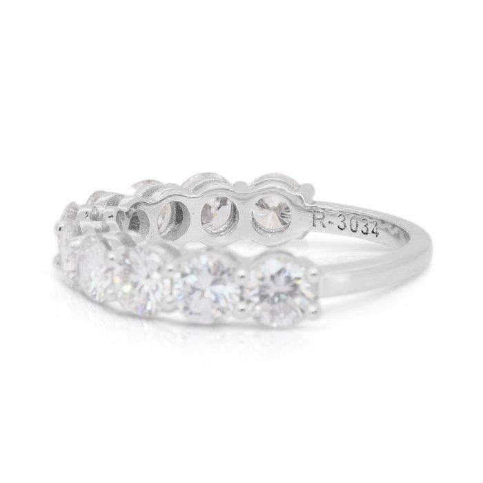 Sparkling 2.55ct Diamonds Half-Eternity Ring in 18k White Gold - IGI Certified
