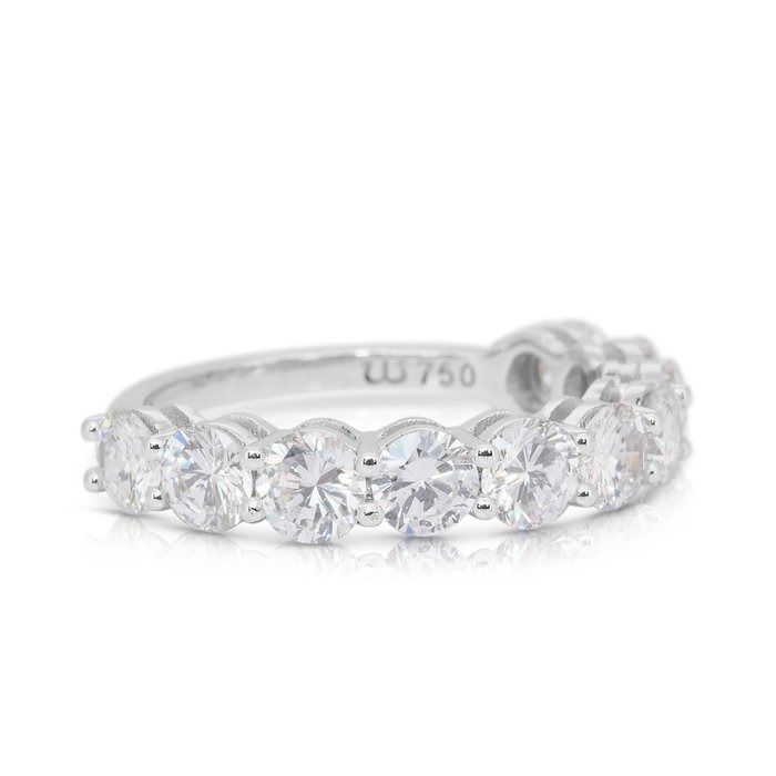 Sparkling 2.55ct Diamonds Half-Eternity Ring in 18k White Gold - IGI Certified