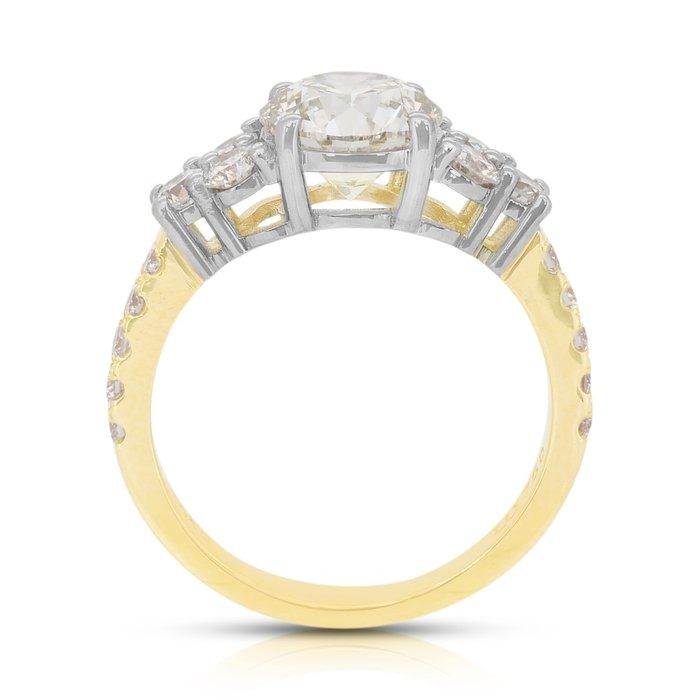 Sparkling 2.72ct Diamonds Ring in 18k Yellow & White Gold - IGI Certified