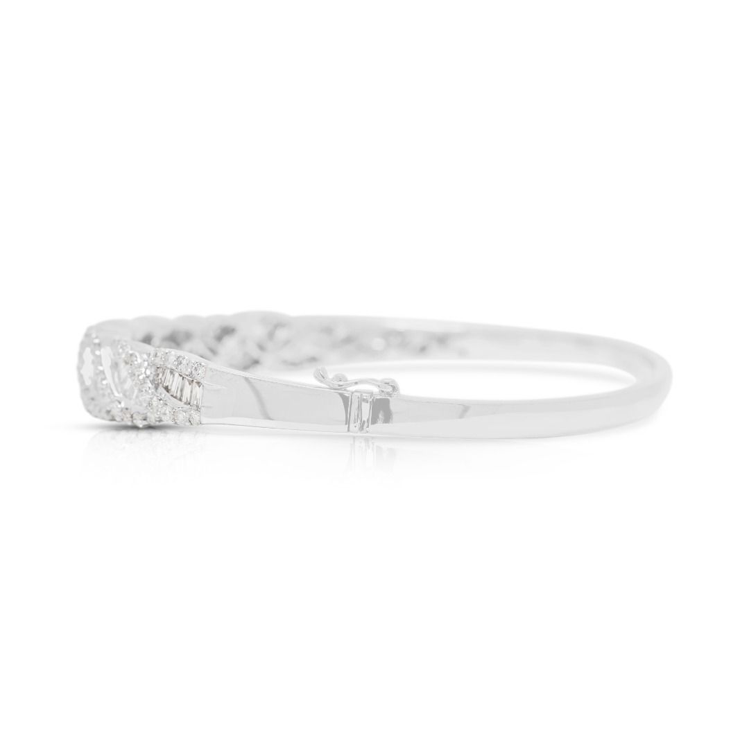 Spectacular 2.78ct Natural Diamond Twisted Bangle in 18K White Gold