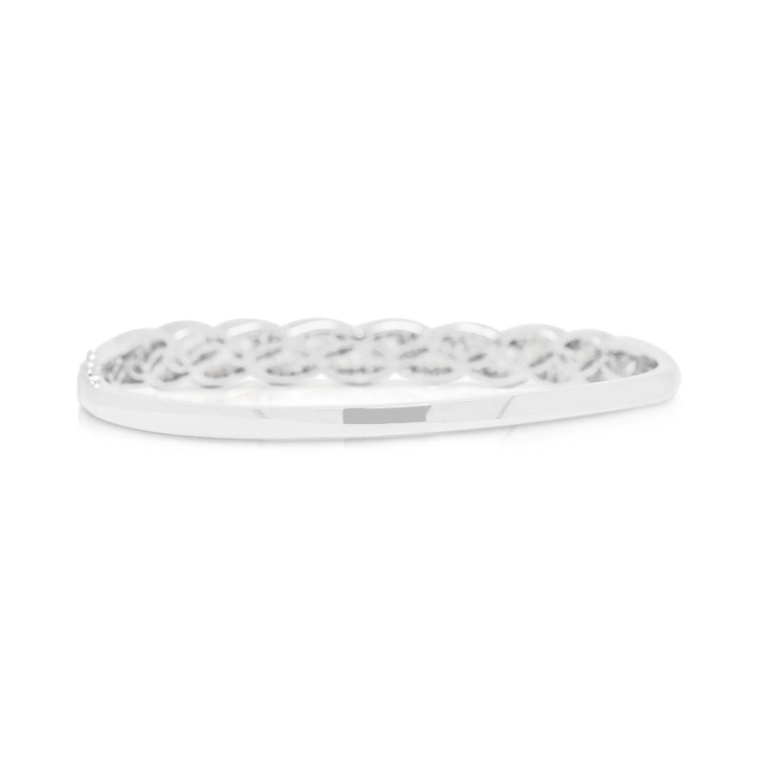Spectacular 2.78ct Natural Diamond Twisted Bangle in 18K White Gold